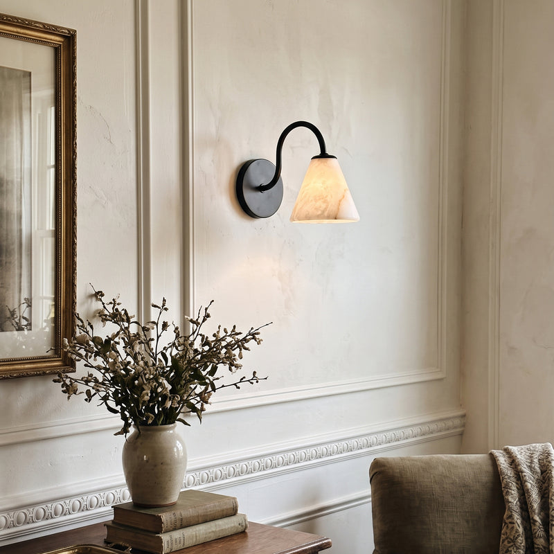 Wesley Alabaster Gooseneck Wall Sconce