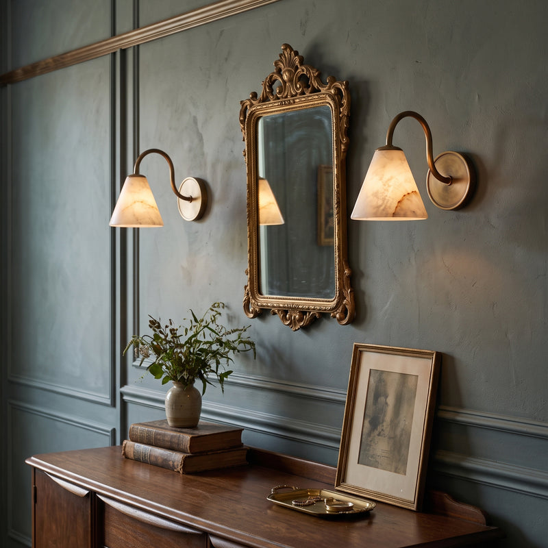 Wesley Alabaster Gooseneck Wall Sconce