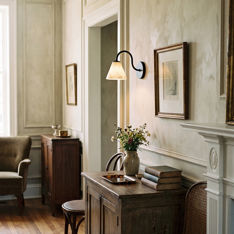 Wesley Alabaster Gooseneck Wall Sconce