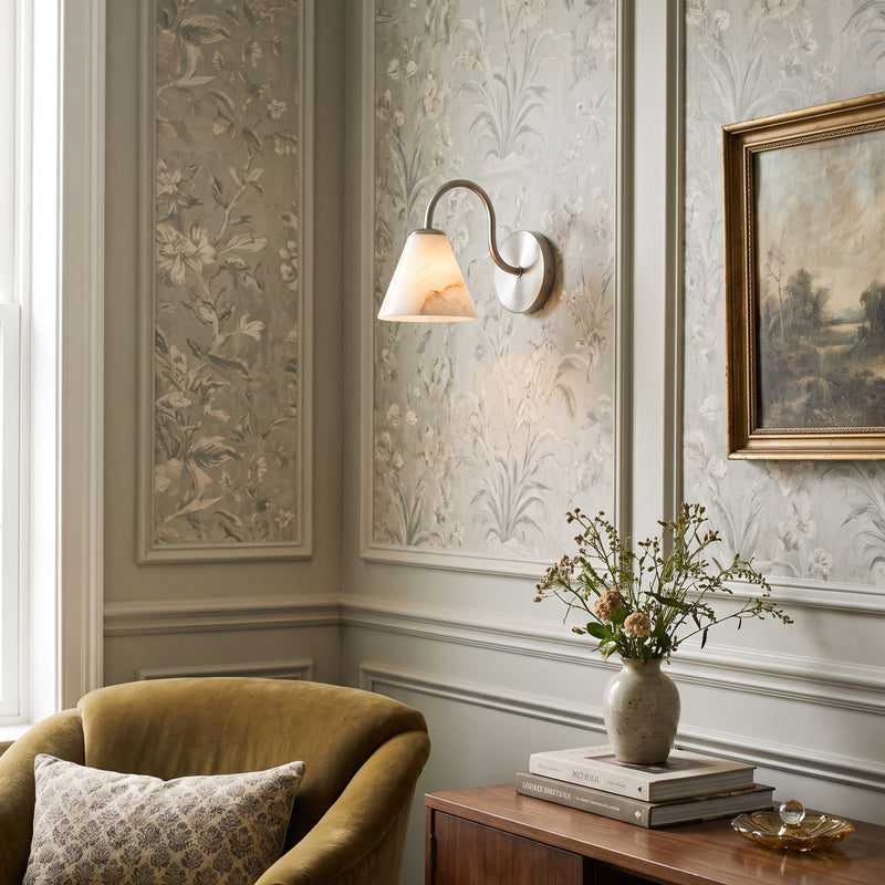 Wesley Alabaster Gooseneck Wall Sconce