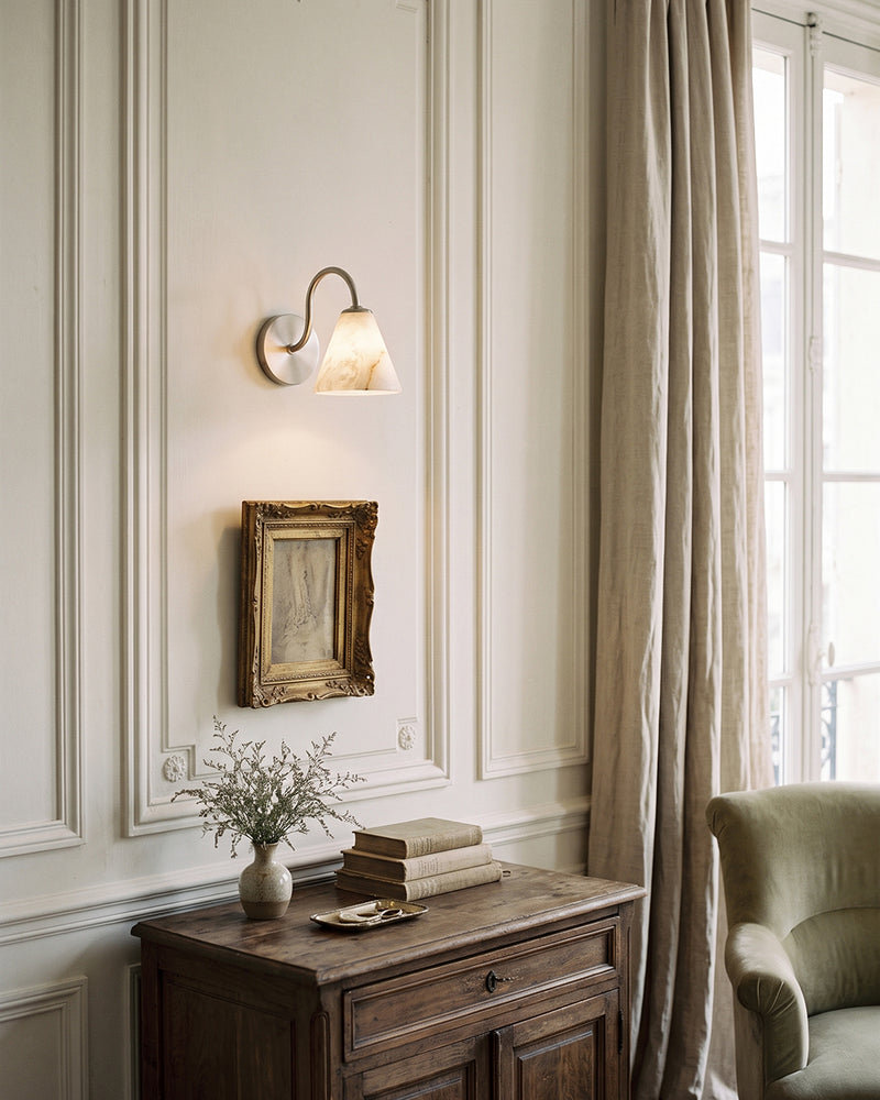 Wesley Alabaster Gooseneck Wall Sconce