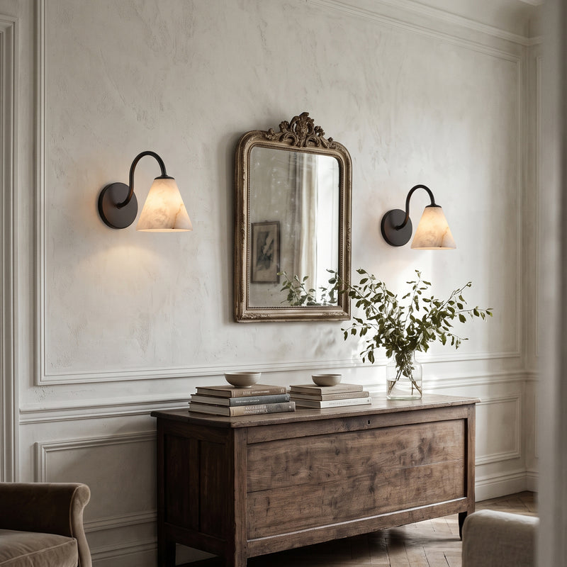 Wesley Alabaster Gooseneck Wall Sconce