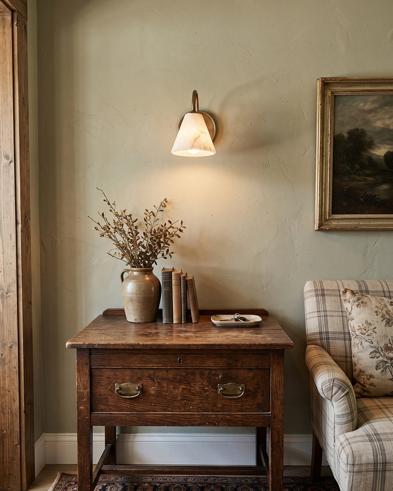 Wesley Alabaster Gooseneck Wall Sconce