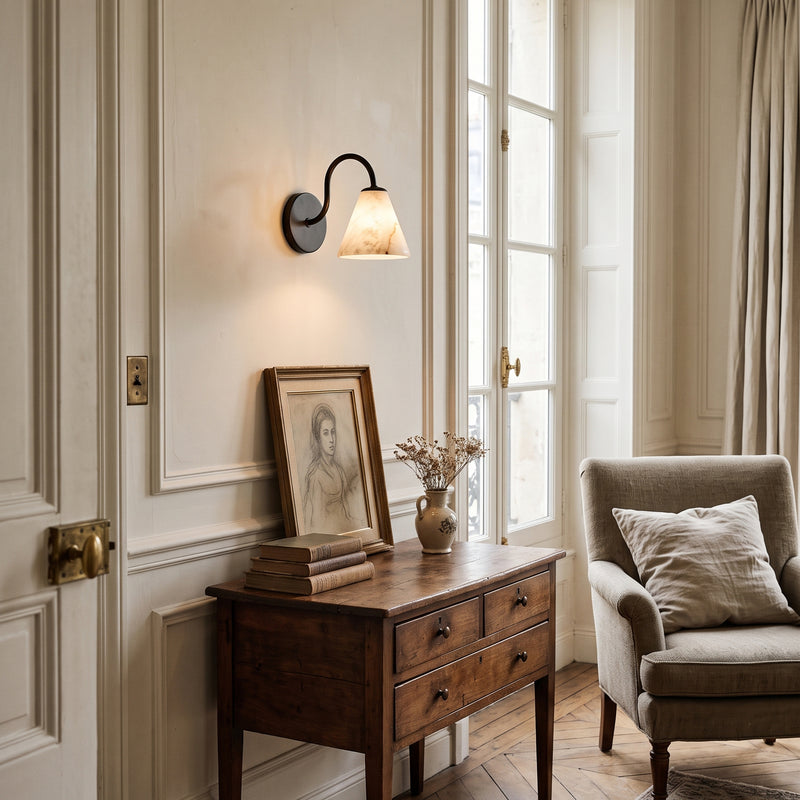 Wesley Alabaster Gooseneck Wall Sconce