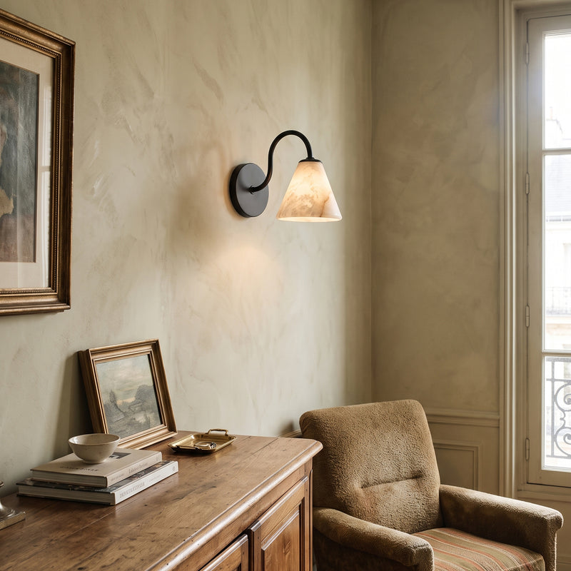 Wesley Alabaster Gooseneck Wall Sconce