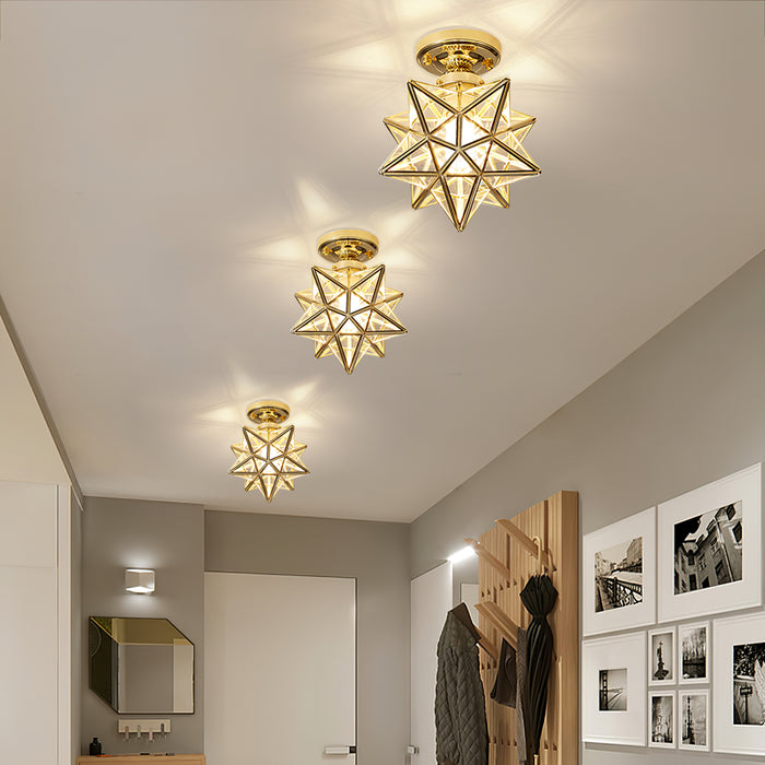 Moravian Star Brass Ceiling Light 7.9"