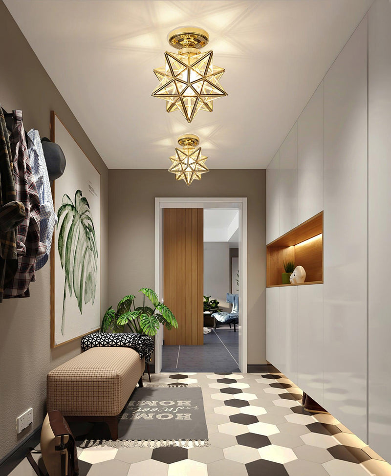 Moravian Star Brass Ceiling Light 7.9"