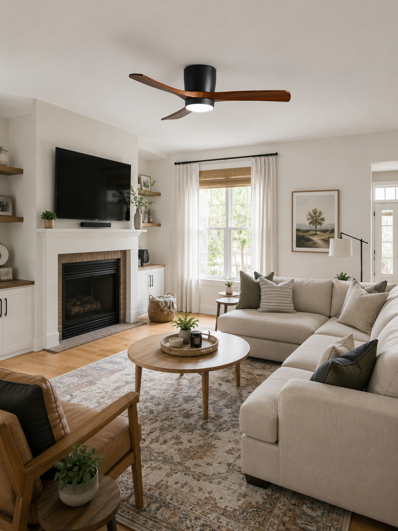 Nordic Wooden Ceiling Fan Light