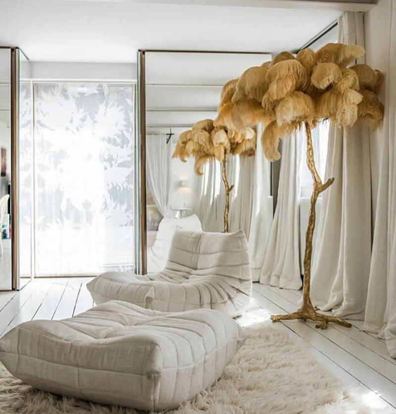 Ostrich Feather Floor Light 39.4″