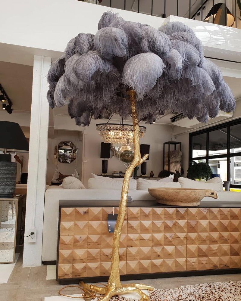 Ostrich Feather Floor Light 39.4″