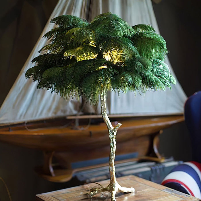 Ostrich Feather Table Lamp 29.5″