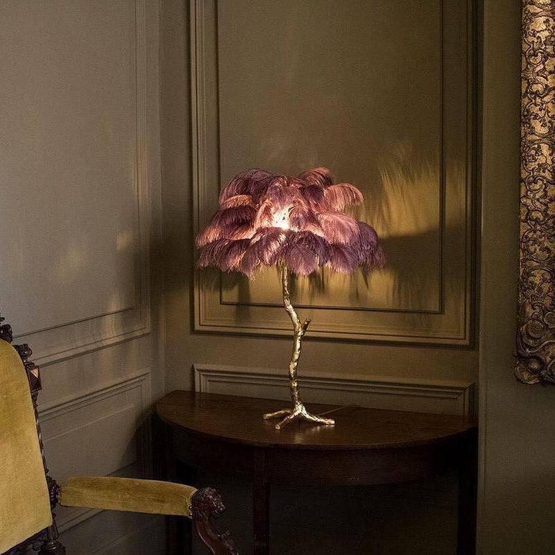 Ostrich Feather Table Lamp 29.5″