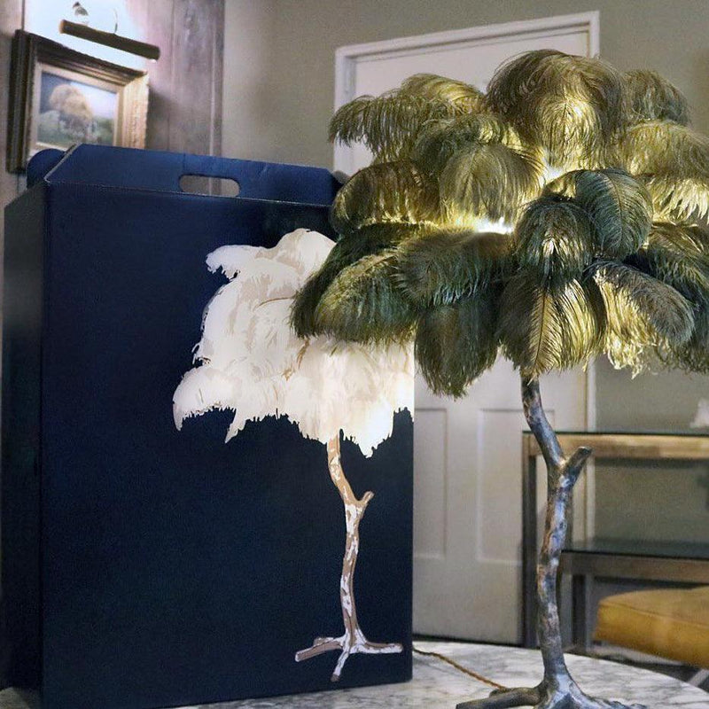 Ostrich Feather Table Lamp 29.5″