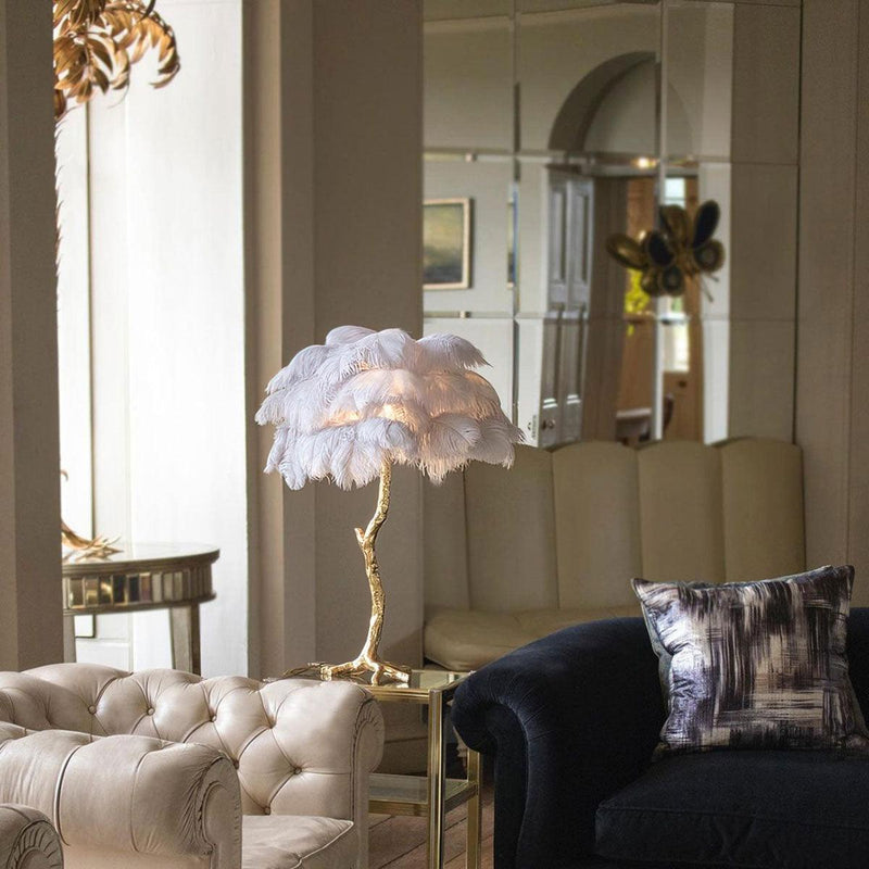 Ostrich Feather Table Lamp 29.5″