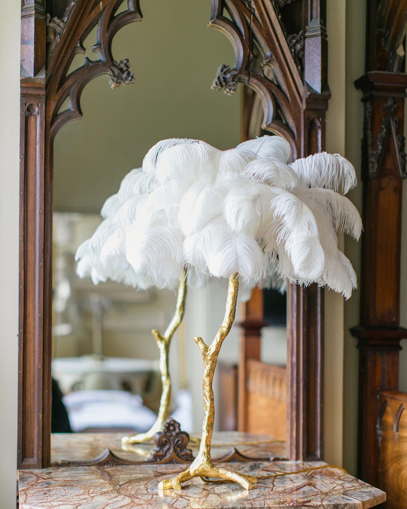 Ostrich Feather Table Lamp 29.5″