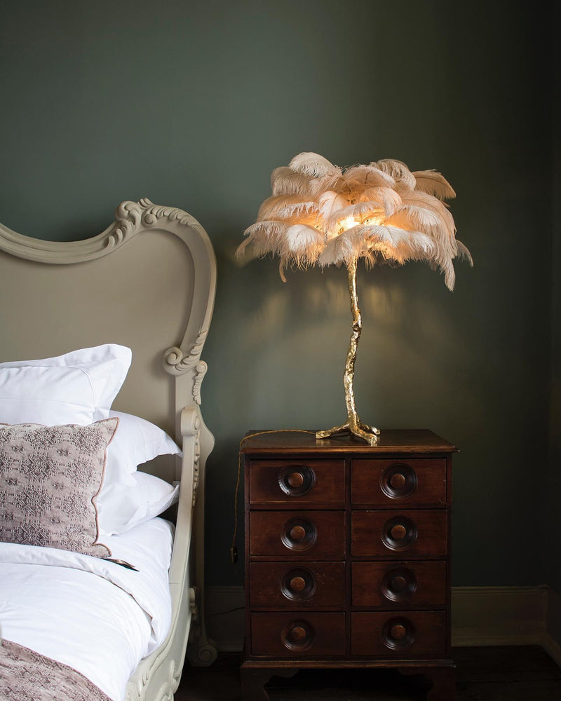 Ostrich Feather Table Lamp 29.5″