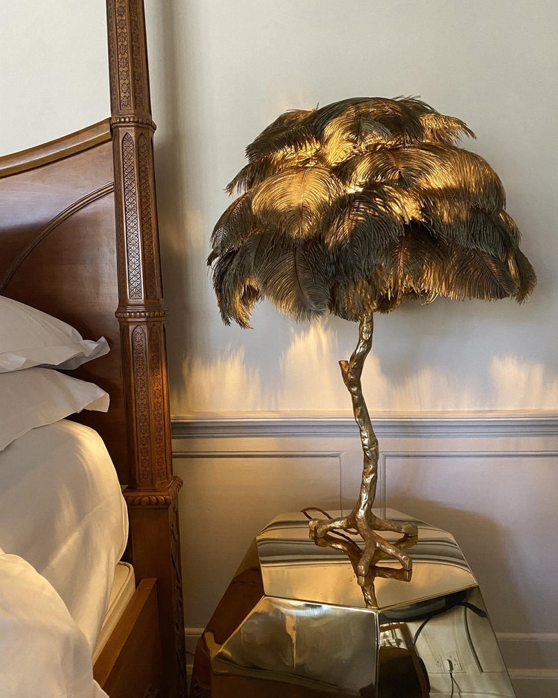 Ostrich Feather Table Lamp 29.5″