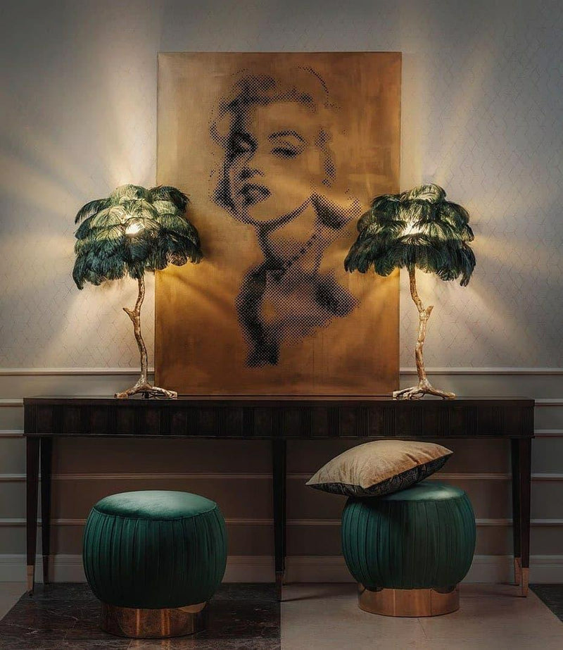 Ostrich Feather Table Lamp 29.5″