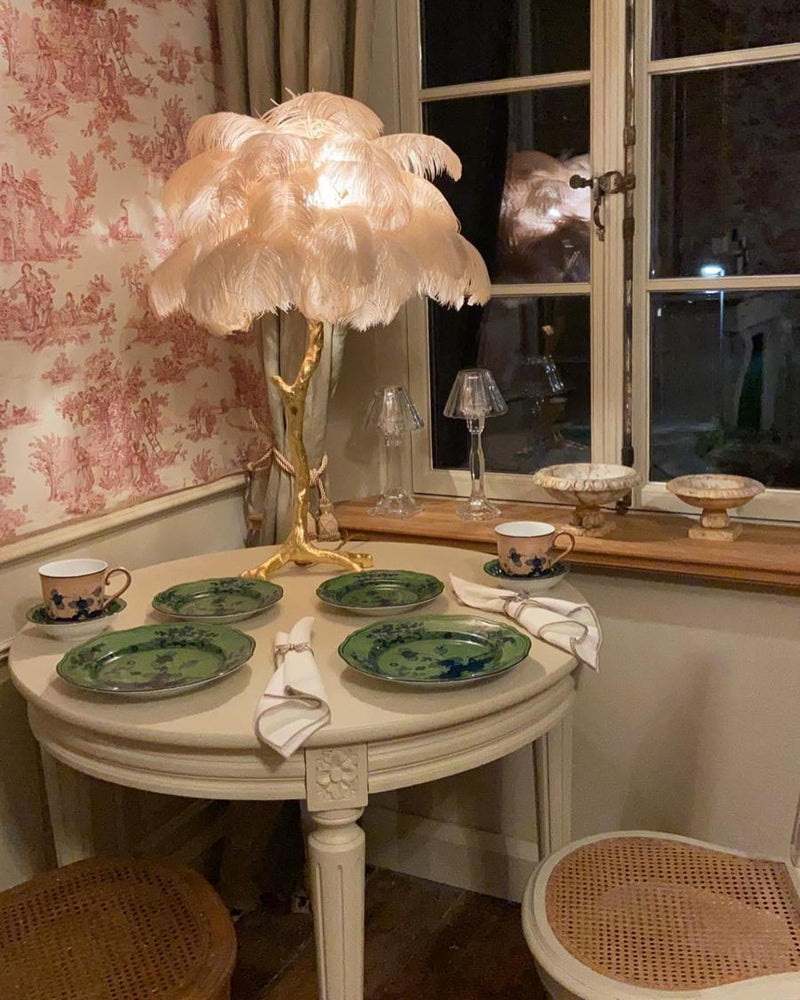 Ostrich Feather Table Lamp 29.5″