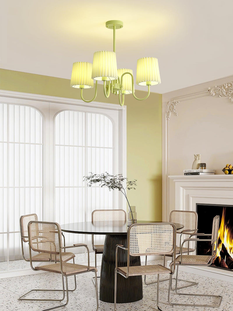 Pleated Fabric Matcha Chandelier