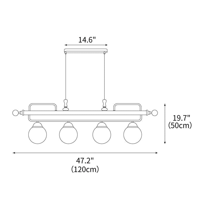 Quad Sphere Chandelier 47.2"