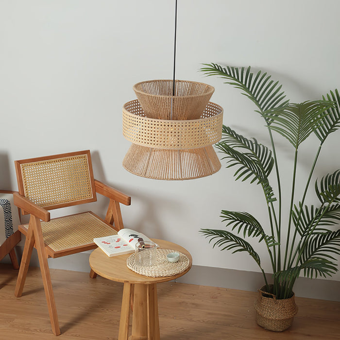Rattan Bamboo Pendant Lamp 15.7"