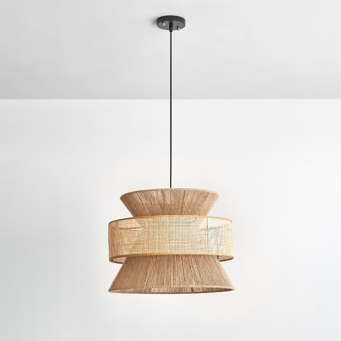 Rattan Bamboo Pendant Lamp 15.7"