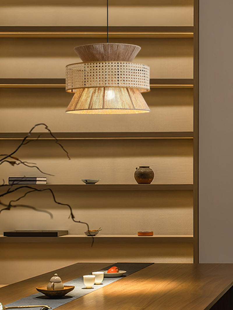 Rattan Bamboo Pendant Lamp 15.7"