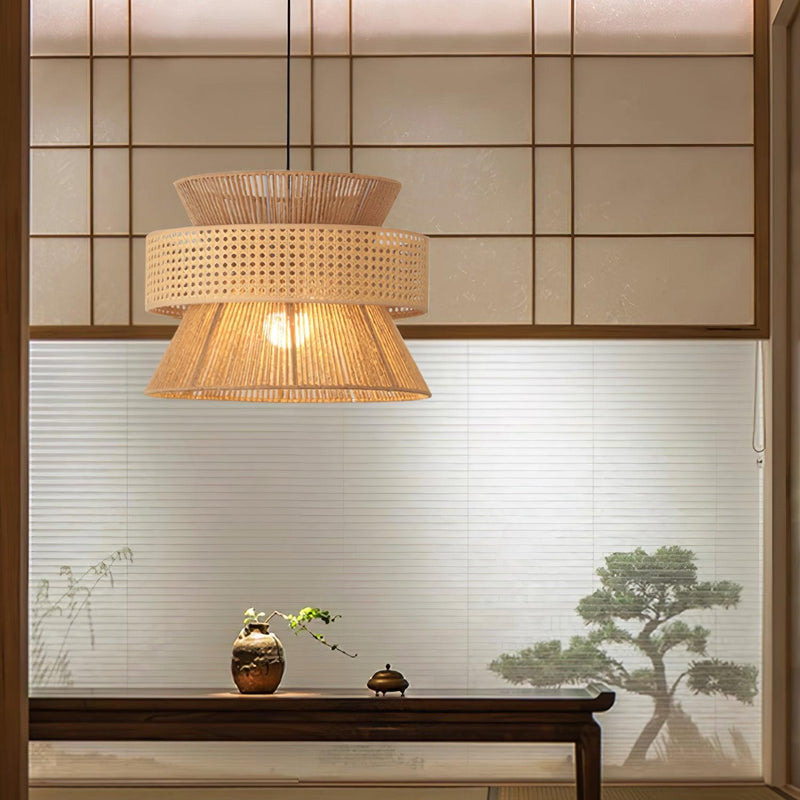 Rattan Bamboo Pendant Lamp 15.7"