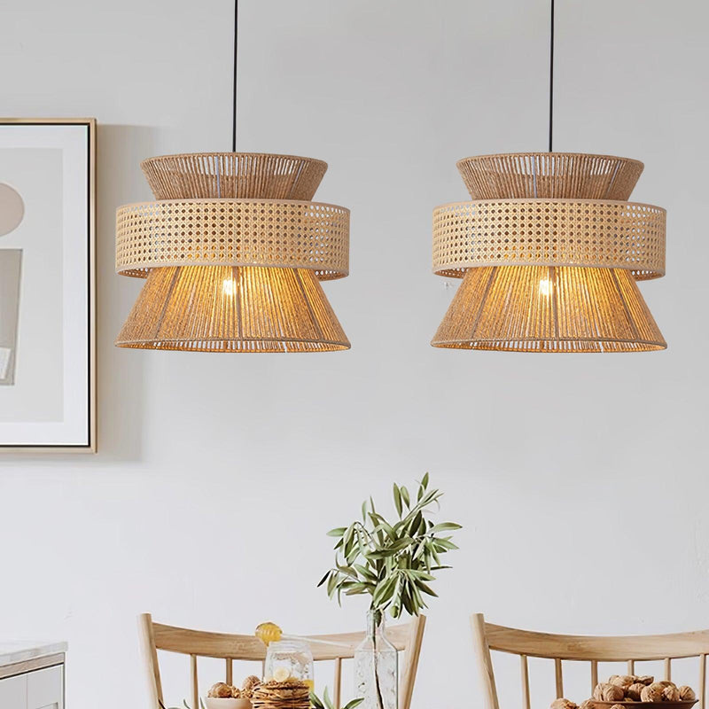 Rattan Bamboo Pendant Lamp 15.7"