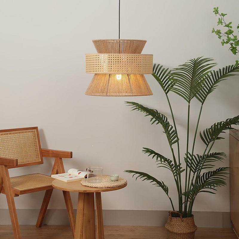 Rattan Bamboo Pendant Lamp 15.7"