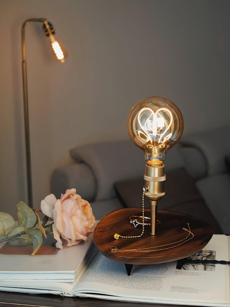 Retro Solid Wood Tray Table Lamp