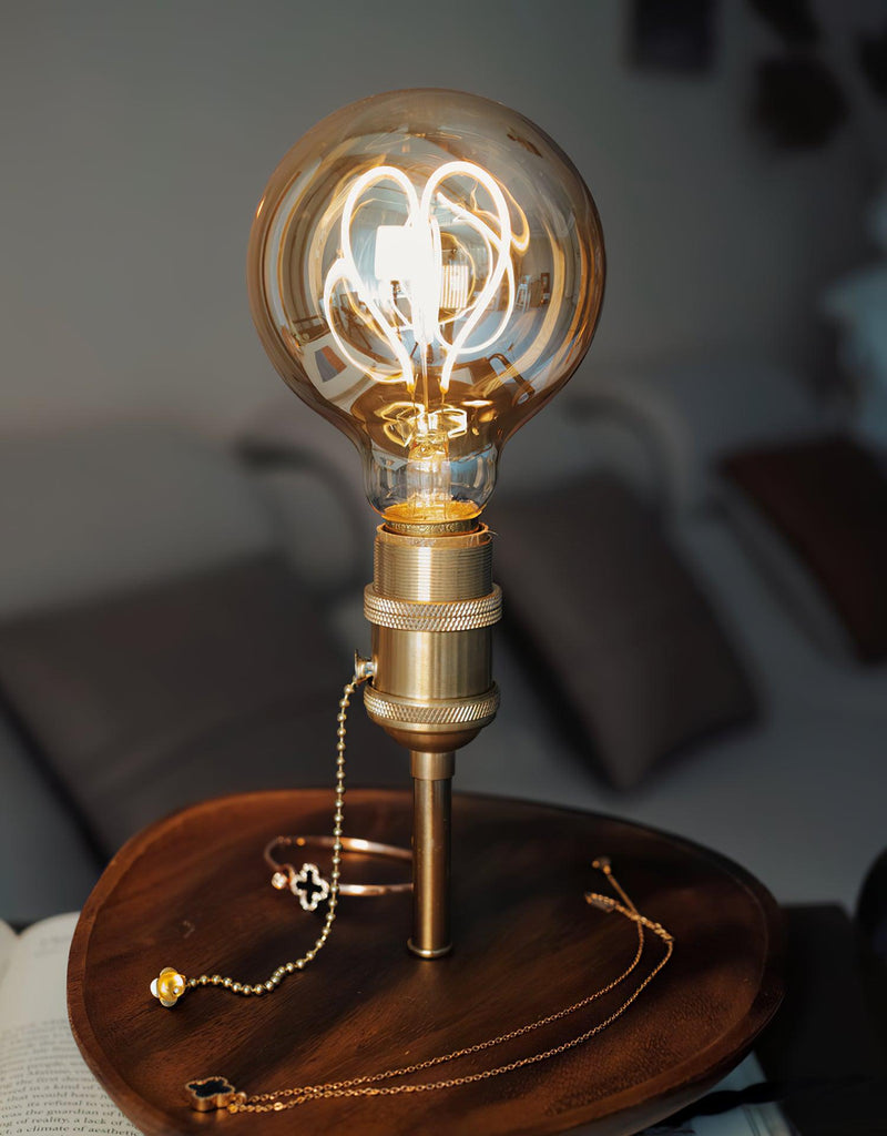 Retro Solid Wood Tray Table Lamp