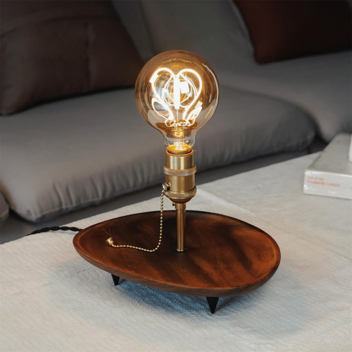 Retro massief houten dienblad tafellamp