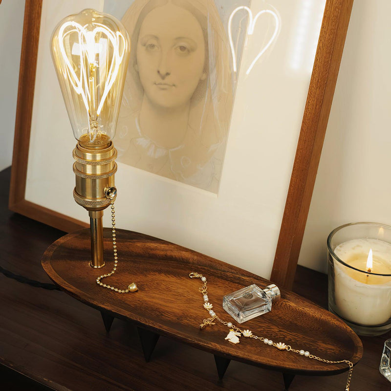 Retro Solid Wood Tray Table Lamp