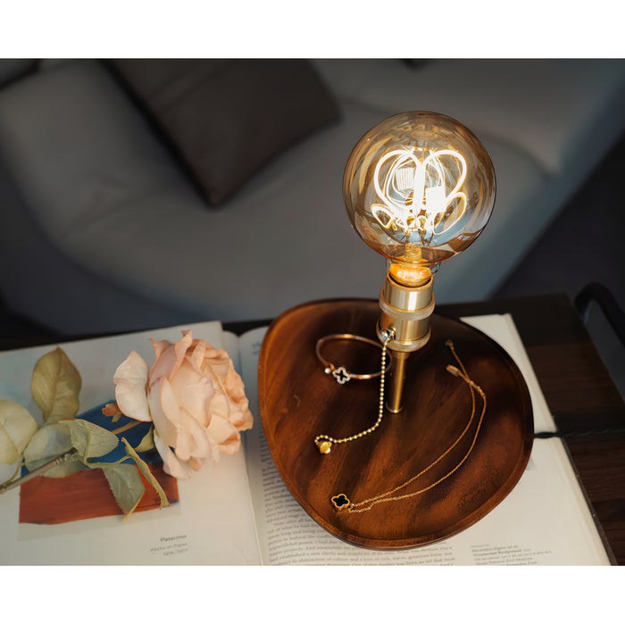 Retro massief houten dienblad tafellamp