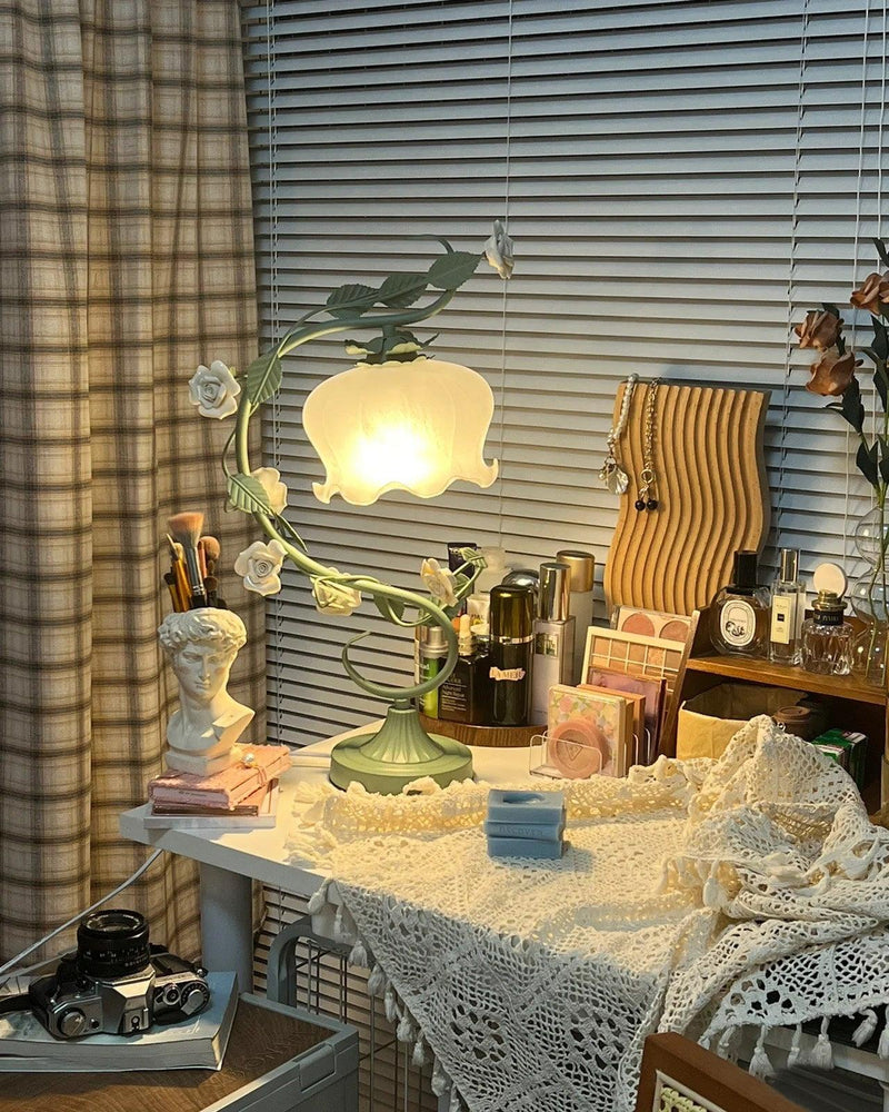 Rose Glass Gooseneck Table Lamp 12.2"