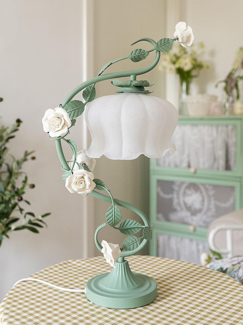 Rose Glass Gooseneck Table Lamp 12.2"