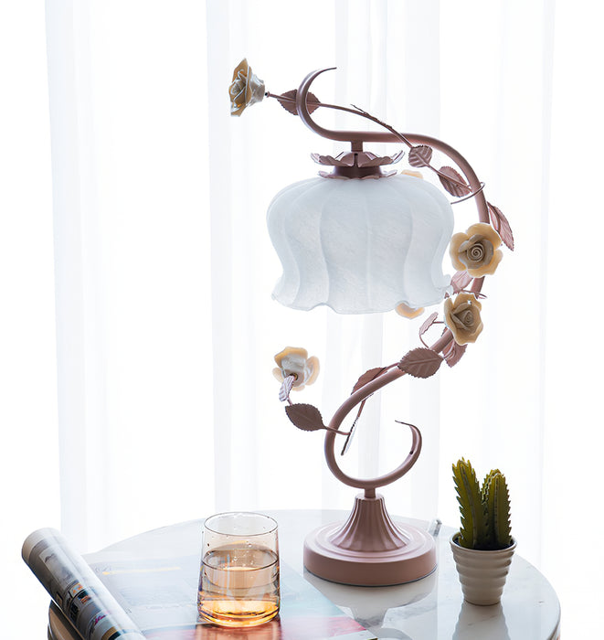Rose Glass Gooseneck Table Lamp 12.2"
