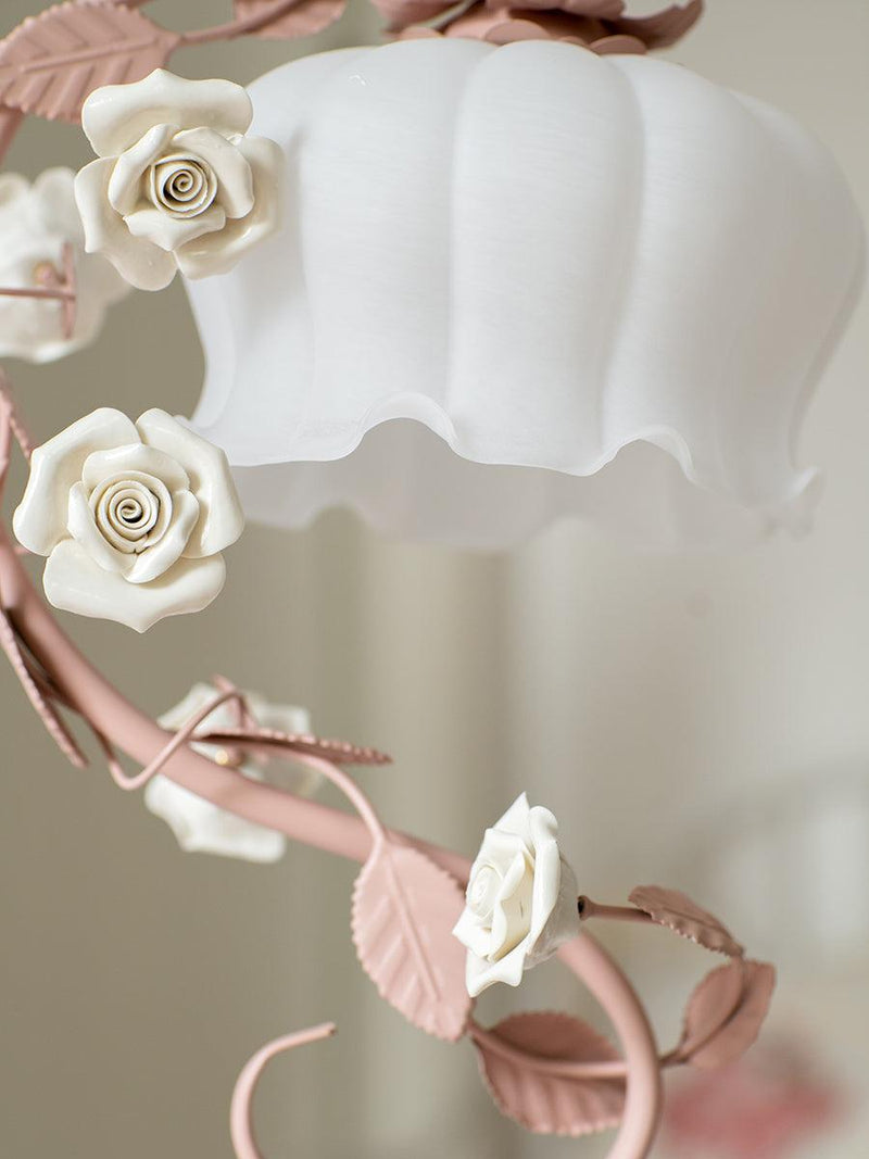 Rose Glass Gooseneck Table Lamp 12.2"