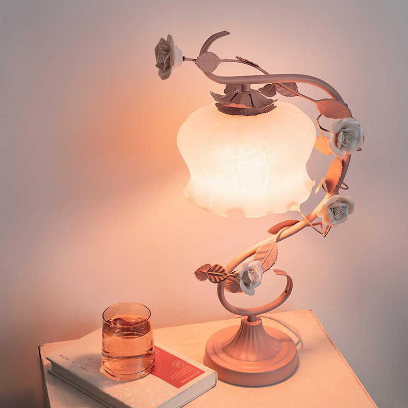 Rose Glass Gooseneck Table Lamp 12.2"