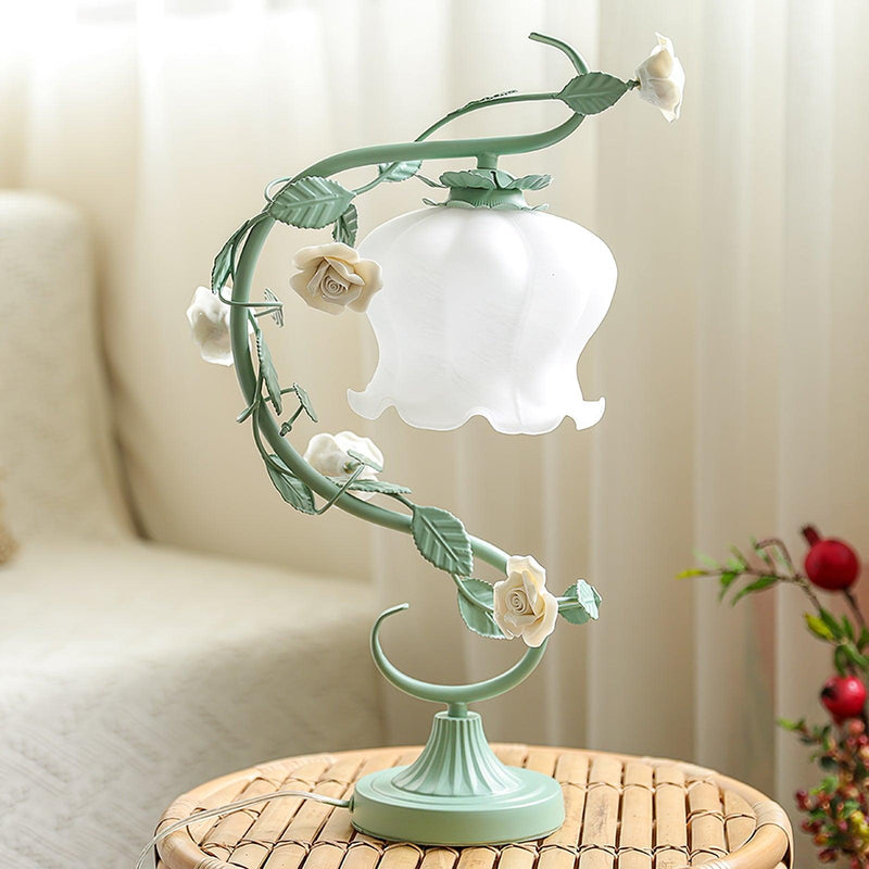 Rose Glass Gooseneck Table Lamp 12.2"