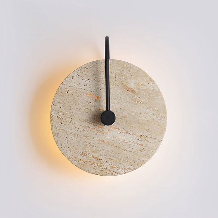 Round Travertine Wall Lamp 9.8"