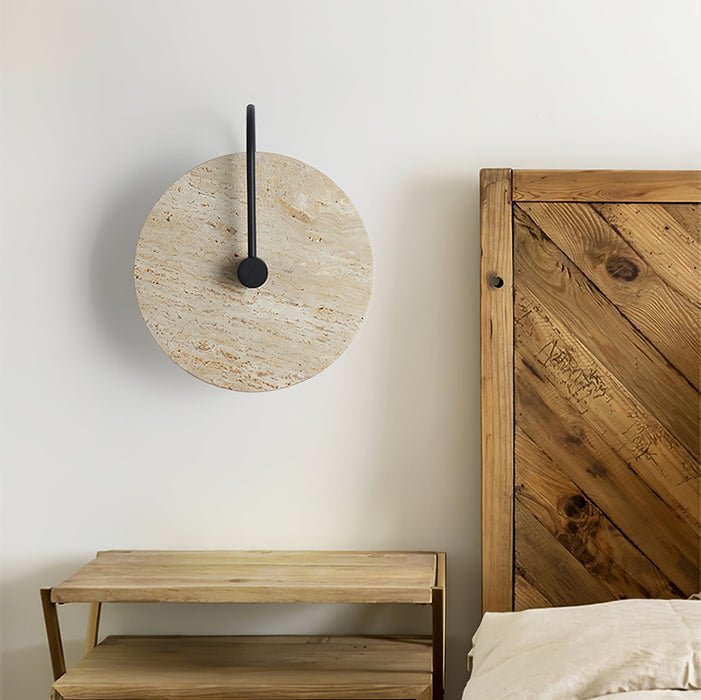 Round Travertine Wall Lamp 9.8"