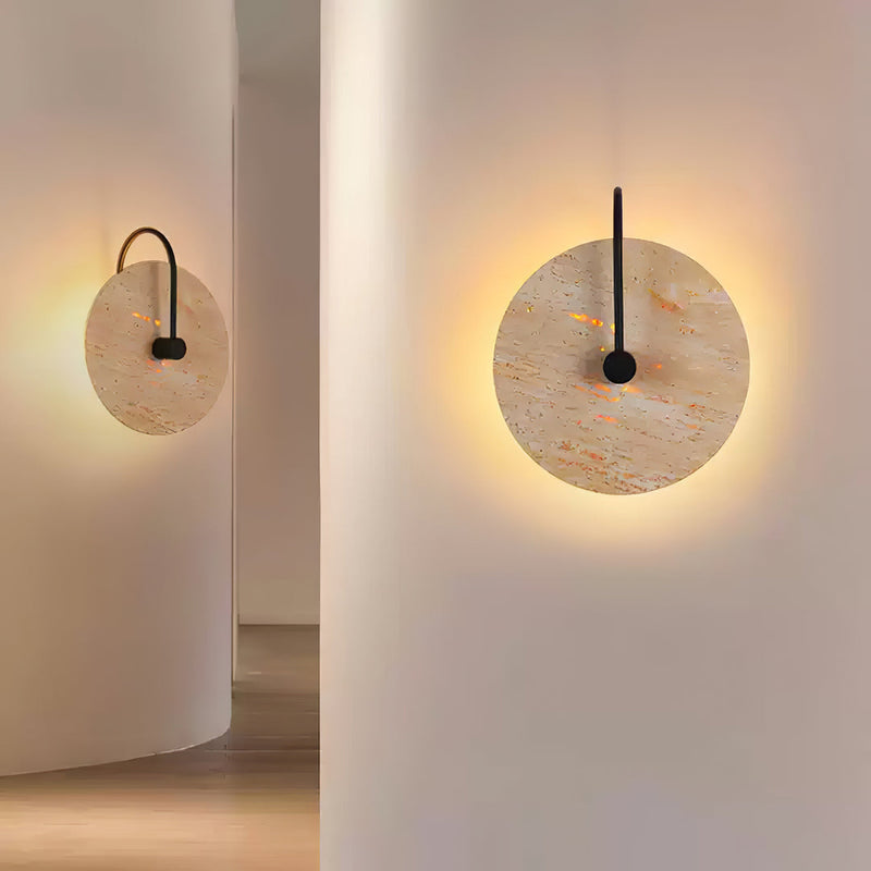 Round Travertine Wall Lamp 9.8"
