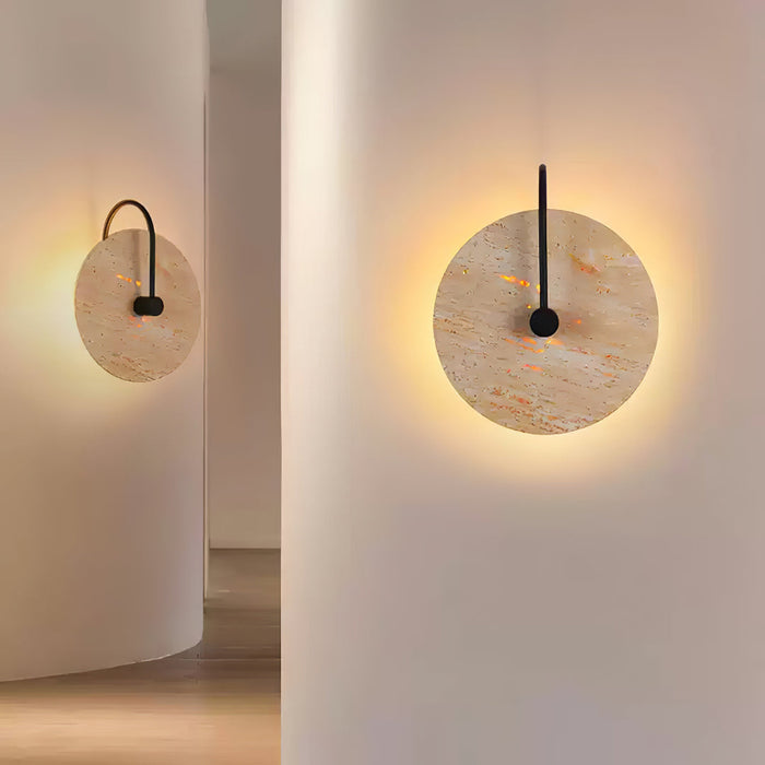 Round Travertine Wall Lamp 9.8"