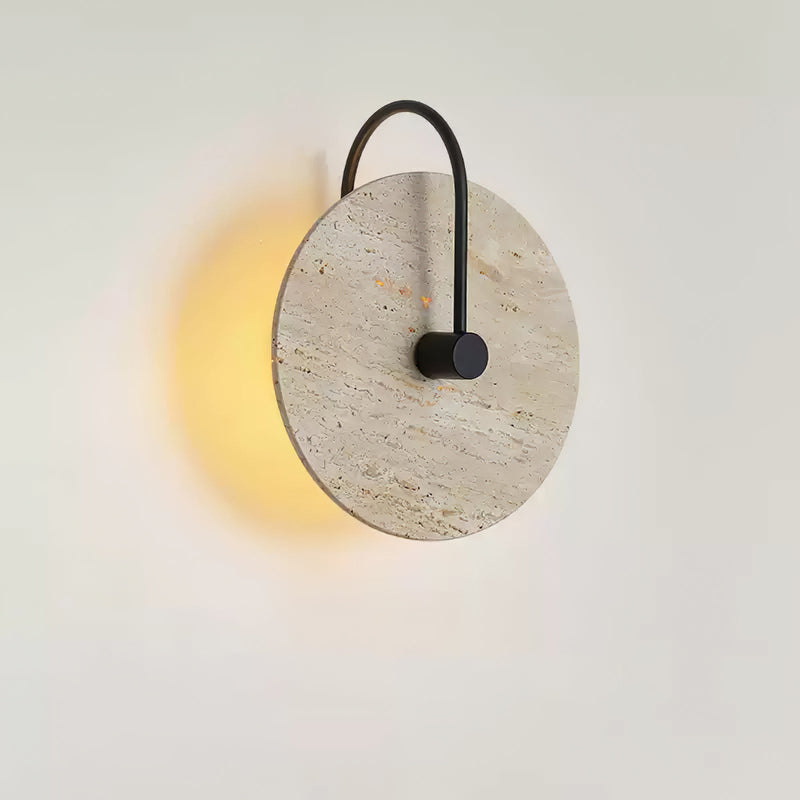 Round Travertine Wall Lamp 9.8"