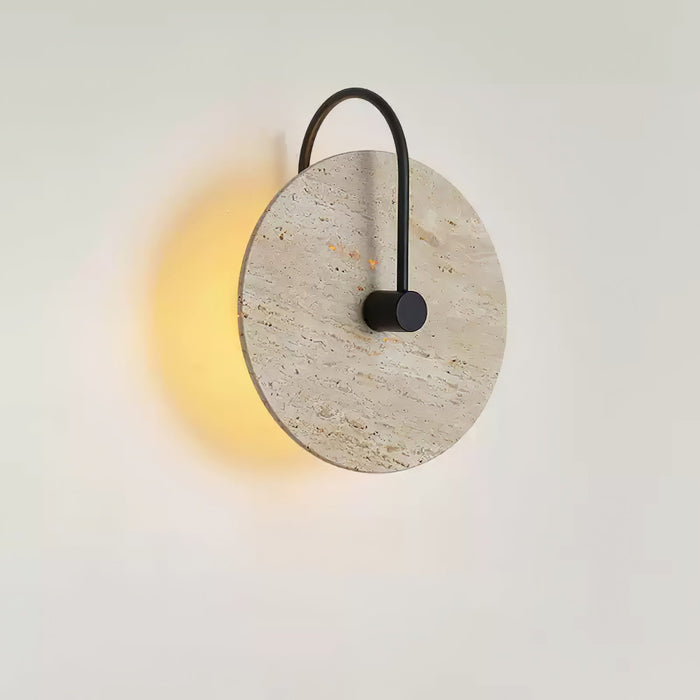 Round Travertine Wall Lamp 9.8"