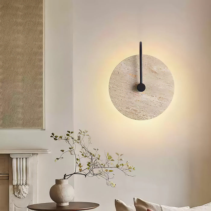 Round Travertine Wall Lamp 9.8"