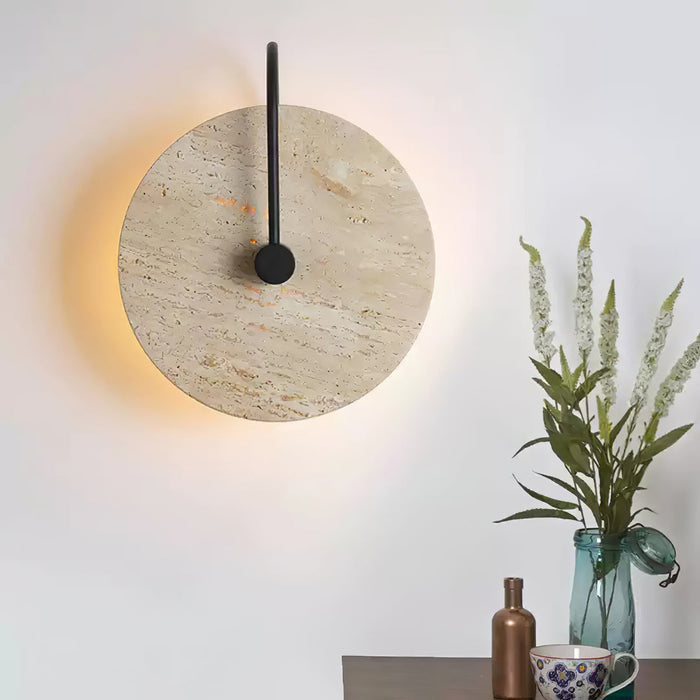 Round Travertine Wall Lamp 9.8"